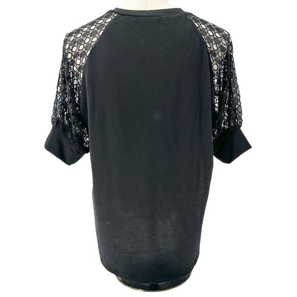 Womens L Top With Lace Sleeves Raglan Design Short Sleeves Poly Cotton Blend - Picture 2 of 8